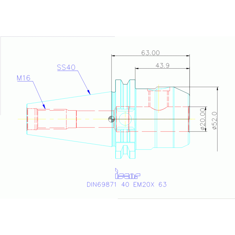 DIN69871 40 EM20X 63