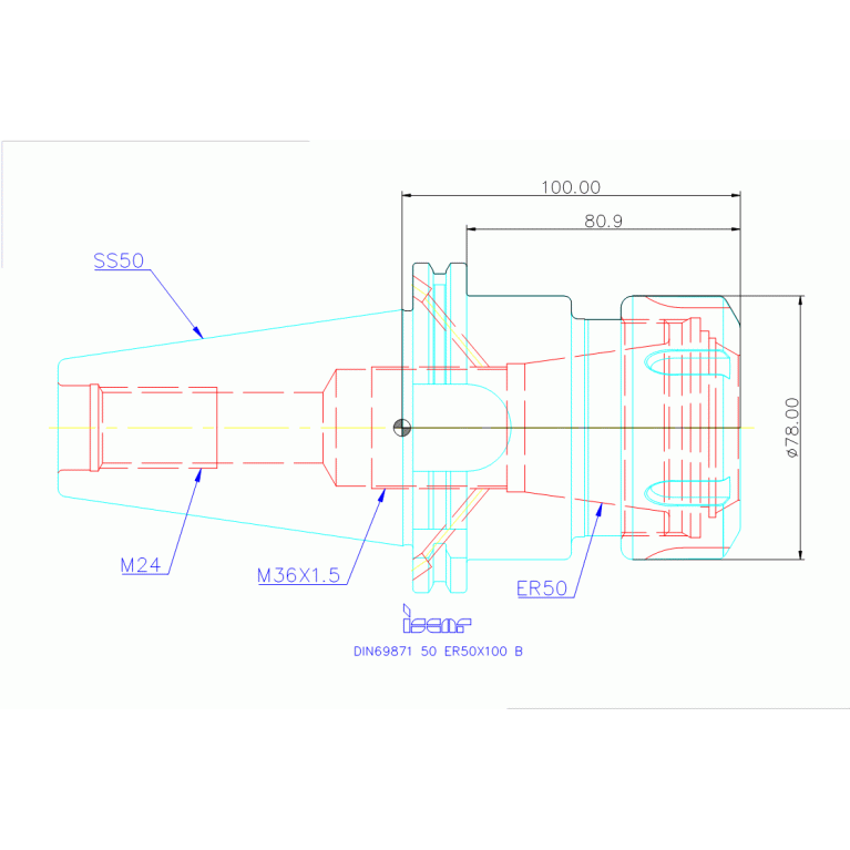 DIN69871 50 ER50X100 B