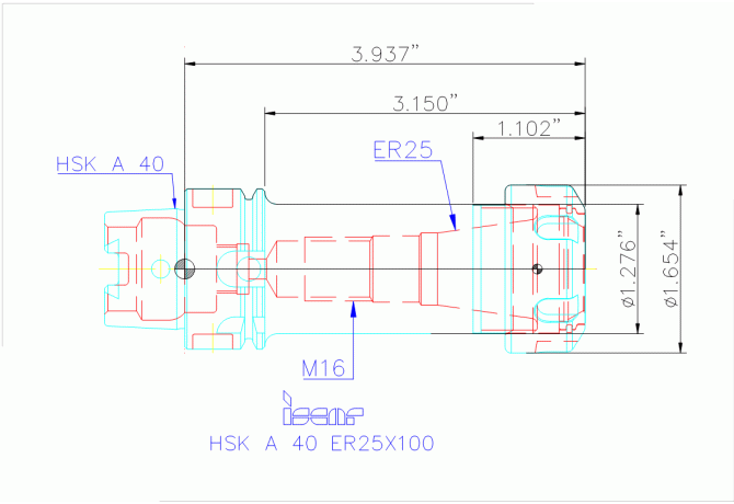 HSK A40 ER25X100