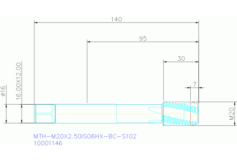 MTH-M20X2.50ISO6HX-BC-S102