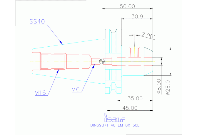 DIN69871 40 EM 8X 50E