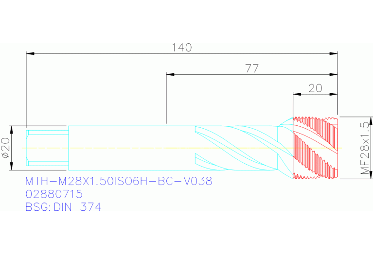 MTH-M28X1.50ISO6H-BC-V038