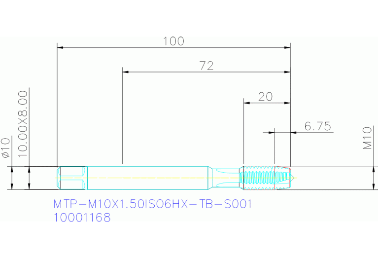 MTP-M10X1.50ISO6HX-TB-S001