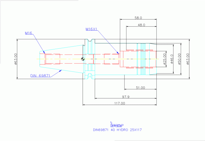 DIN69871 40 HYDRO 25X117