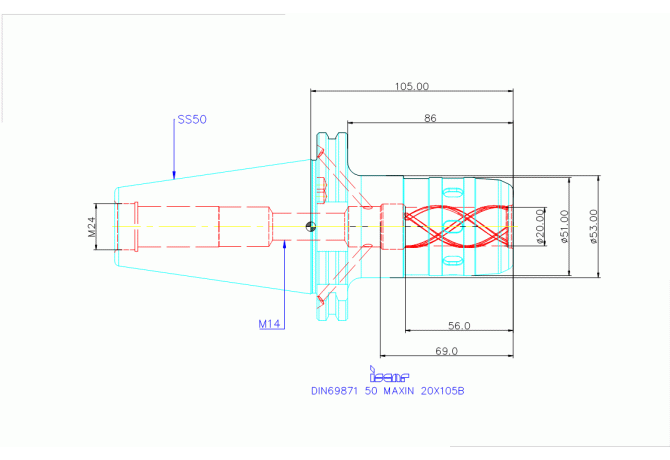 DIN69871 50 MAXIN 20X105B