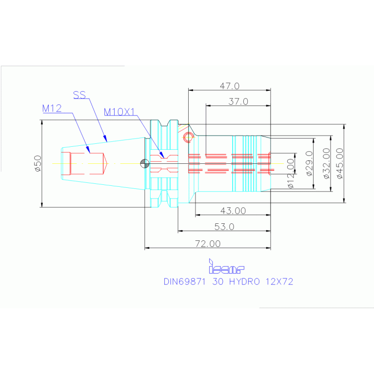 DIN69871 30 HYDRO 12X72