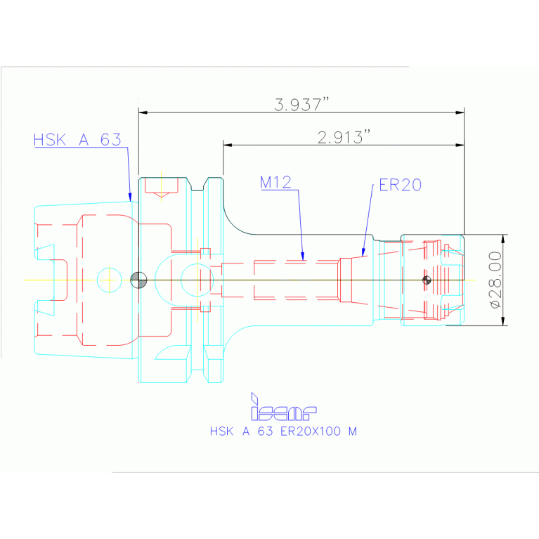 HSK A63 ER20X100M