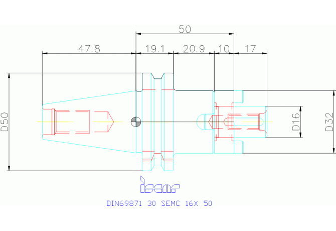 DIN69871 30 SEMC 16X 50