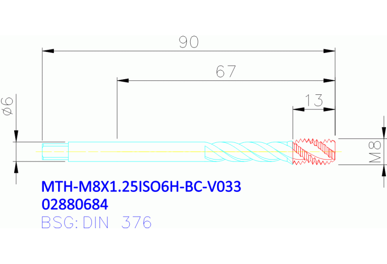 MTH-M8X1.25ISO6H-BC-V033