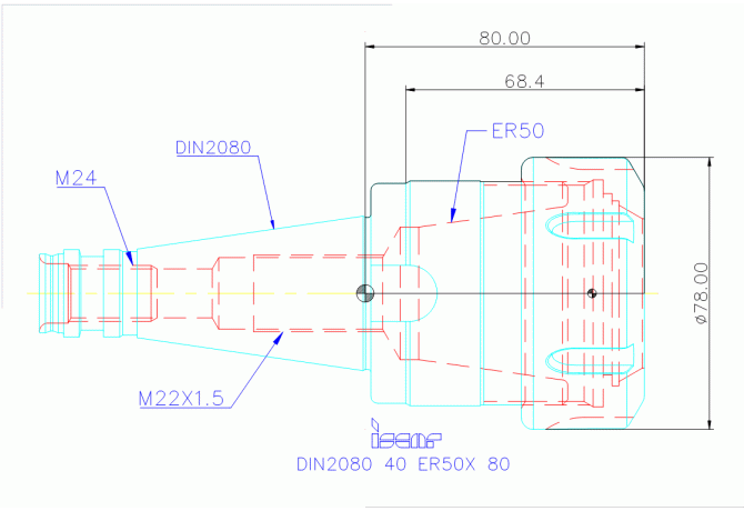 DIN2080 40 ER50X 80