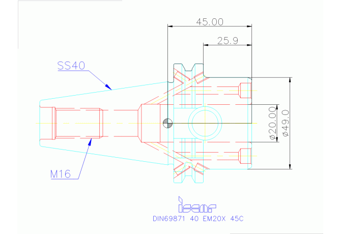 DIN69871 40 EM20X 45C