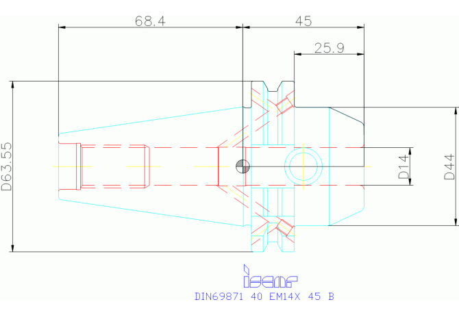 DIN69871 40 EM14X 45 B