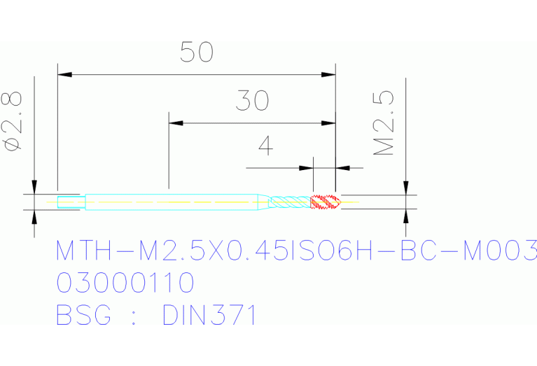 MTH-M2.5X0.45ISO6H-BC-M003