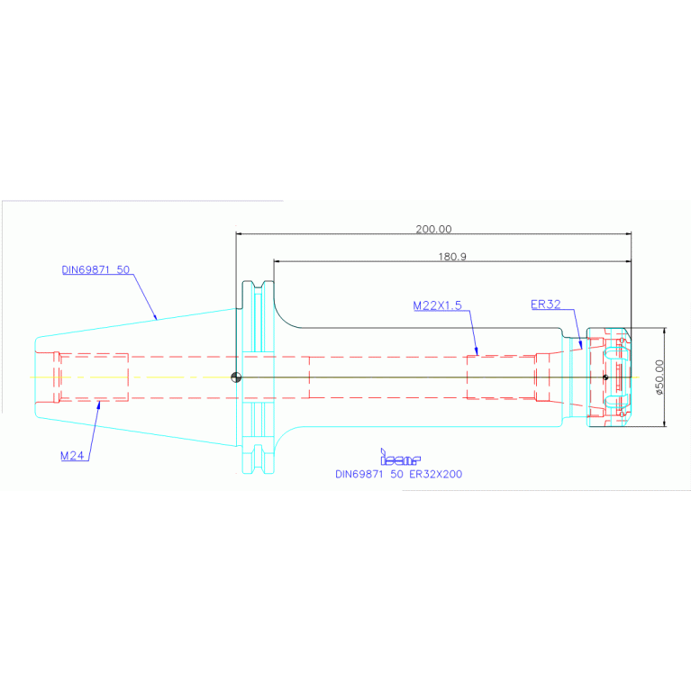 DIN69871 50 ER32X200