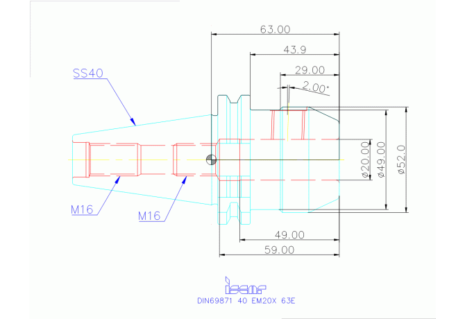DIN69871 40 EM20X 63E