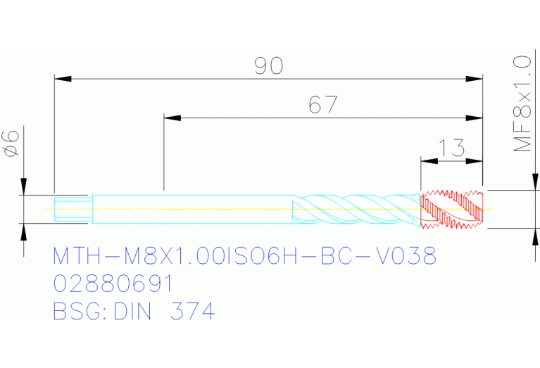 MTH-M8X1.00ISO6H-BC-V038