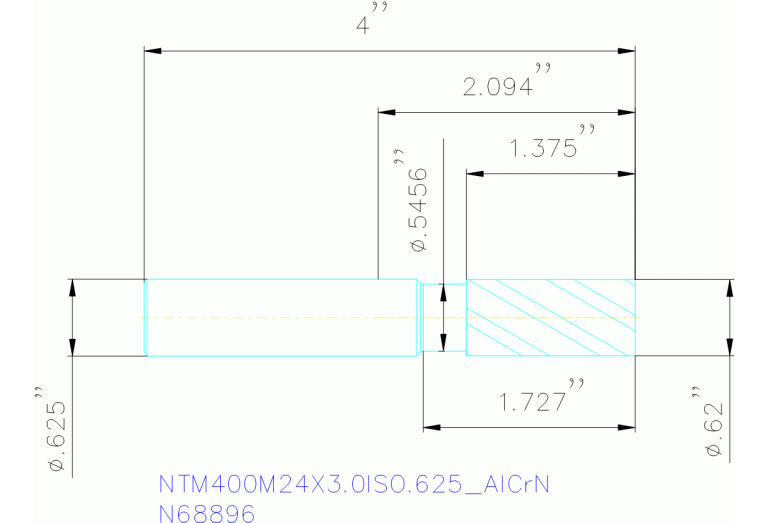 NTM400M24X3.0ISO.625 ALCRN