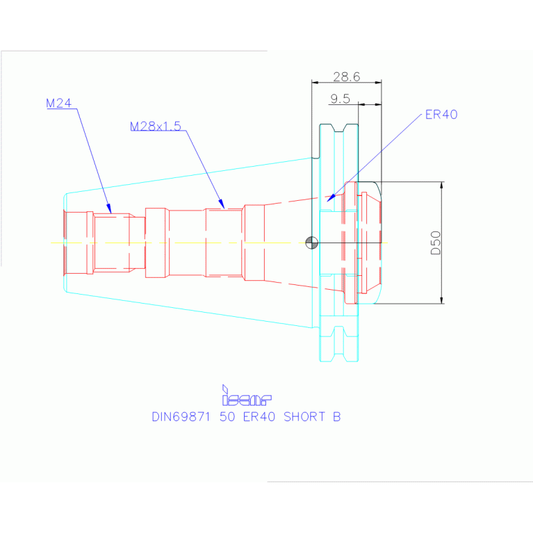 DIN69871 50 ER40 SHORT B