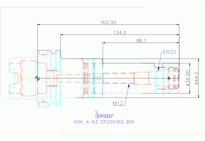 HSK A 63 ER20X160 BIN