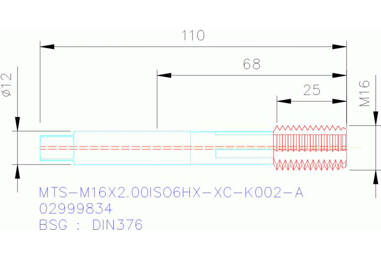 MTS-M16X2.00ISO6HX-XC-K002-A