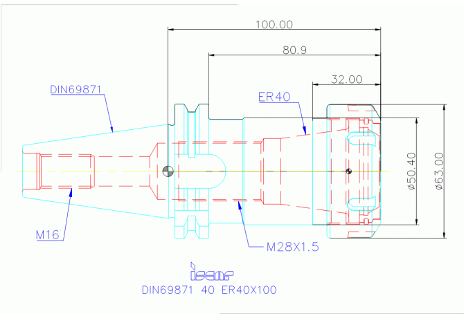 DIN69871 40 ER40X100