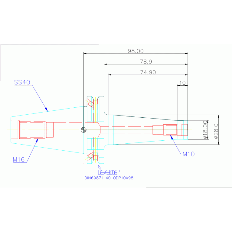 DIN69871 40 ODP10X98
