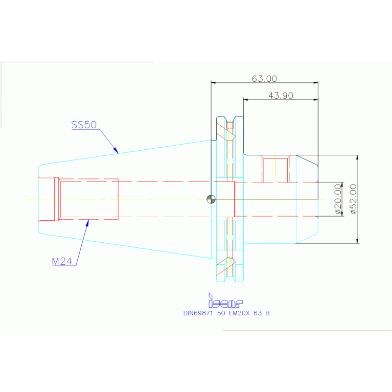 DIN69871 50 EM20X 63 B