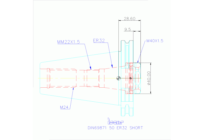 DIN69871 50 ER32 SHORT