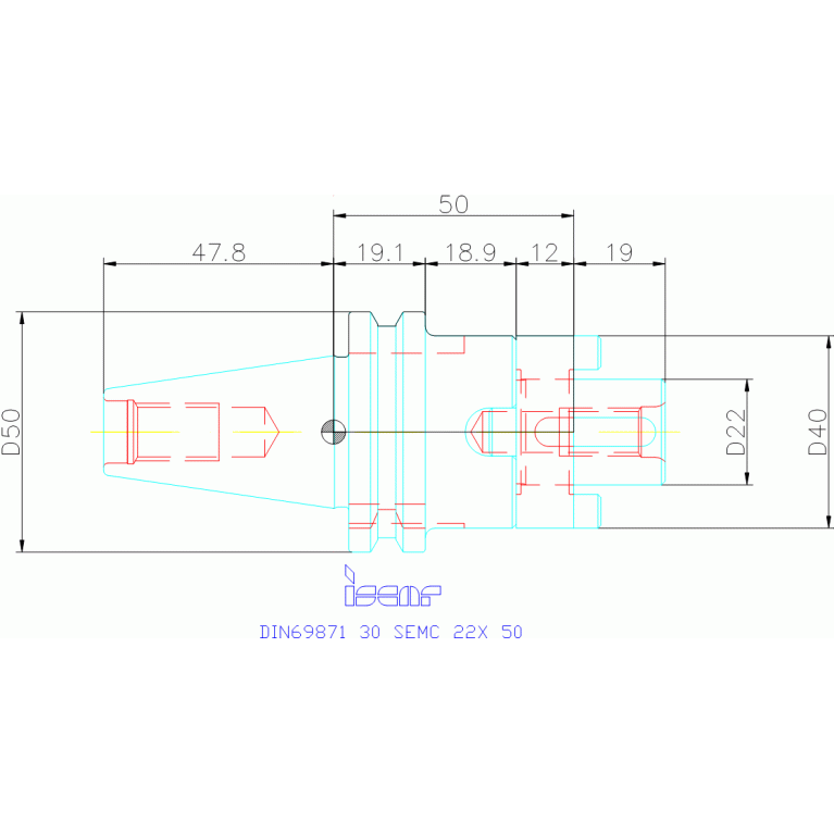 DIN69871 30 SEMC 22X 50