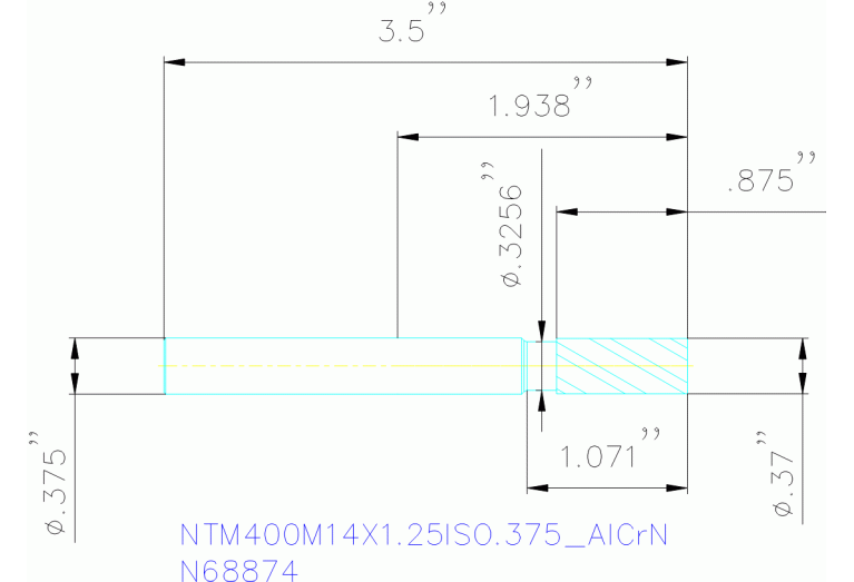 NTM400M14X1.25ISO.375 ALCRN