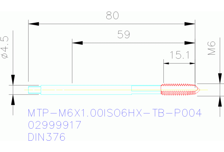MTP-M6X1.00ISO6HX-TB-P004