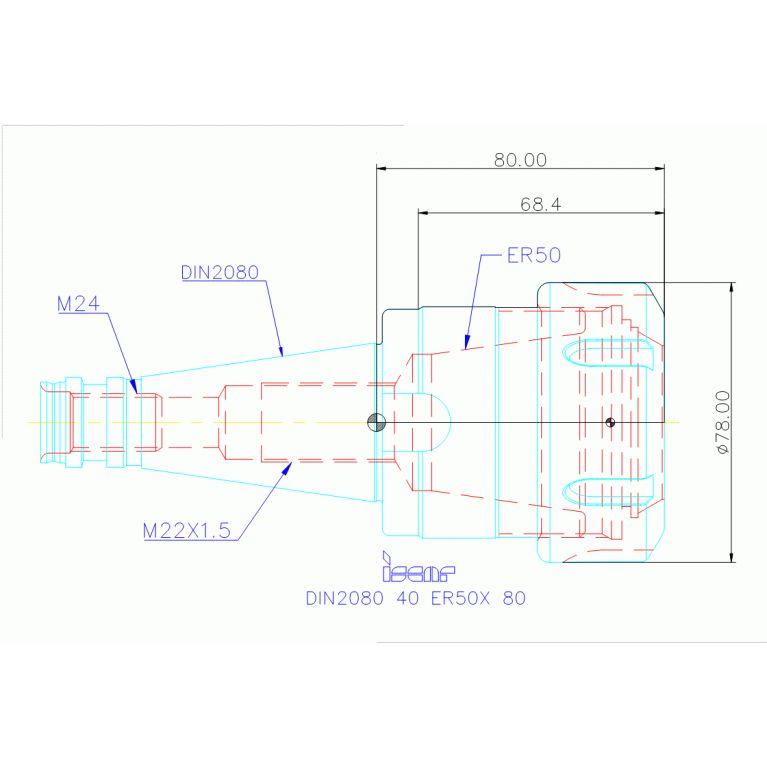 DIN2080 40 ER50X 80