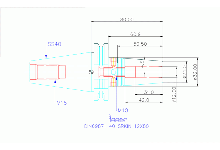 DIN69871 40 SRKIN 12X80
