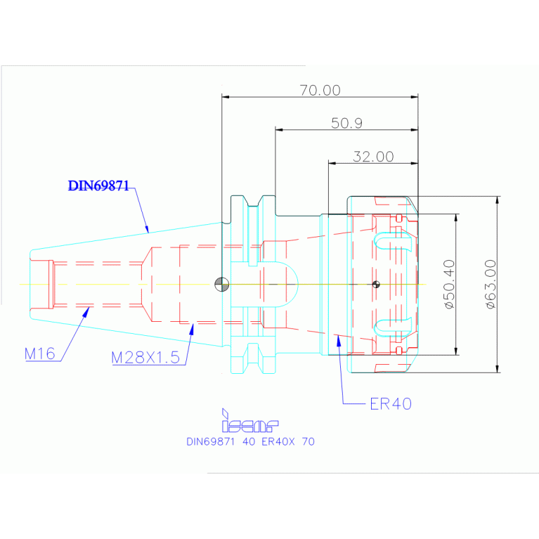 DIN69871 40 ER40X 70