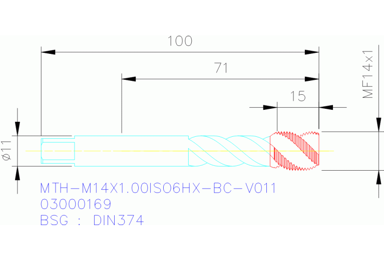 MTH-M14X1.00ISO6HX-BC-V011