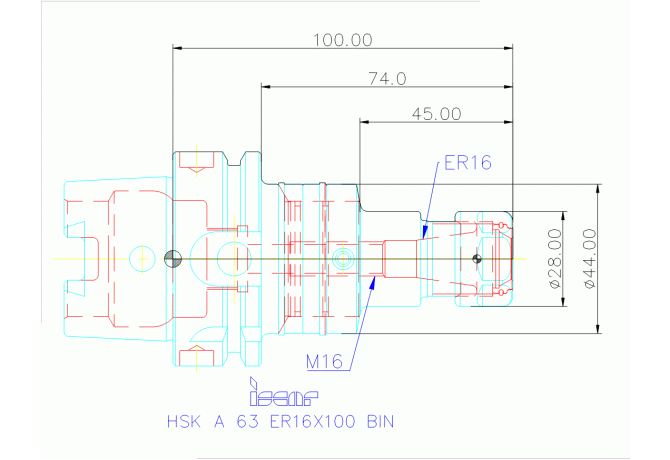 HSK A 63 ER16X100 BIN