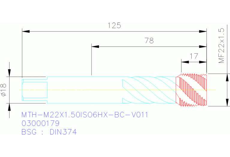 MTH-M22X1.50ISO6HX-BC-V011