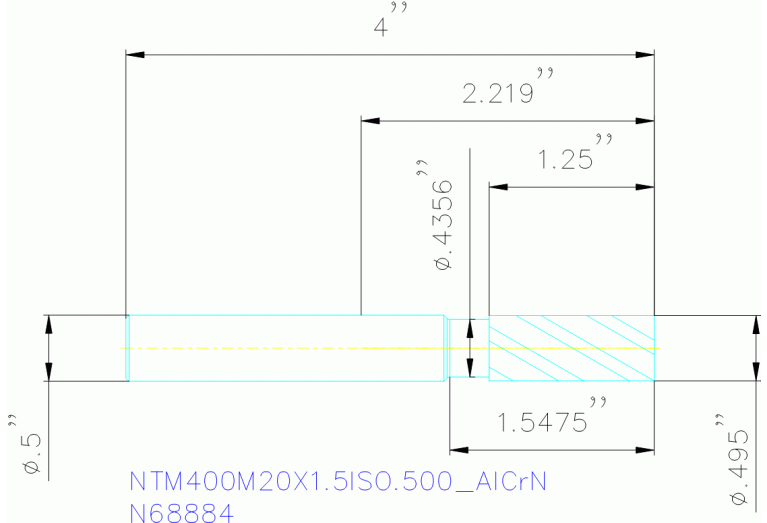 NTM400M20X1.5ISO.500 ALCRN
