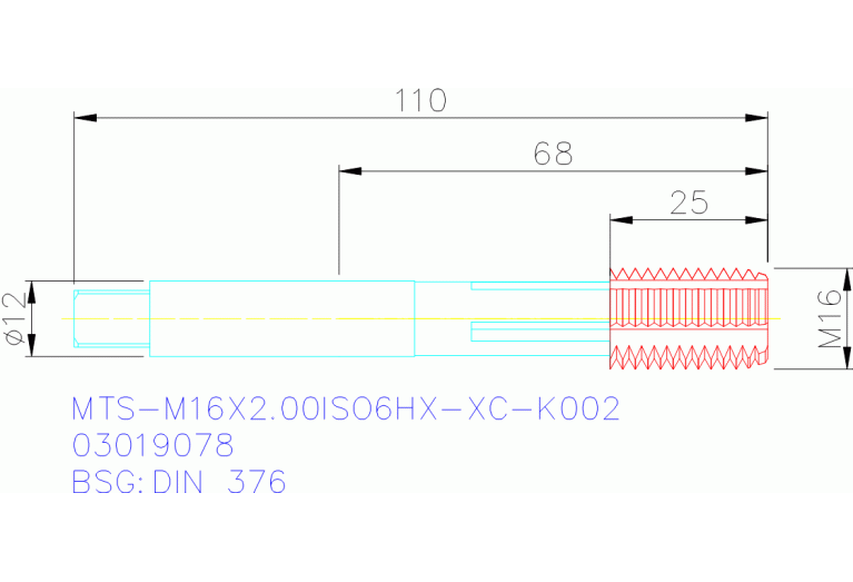 MTS-M16X2.00ISO6HX-XC-K002
