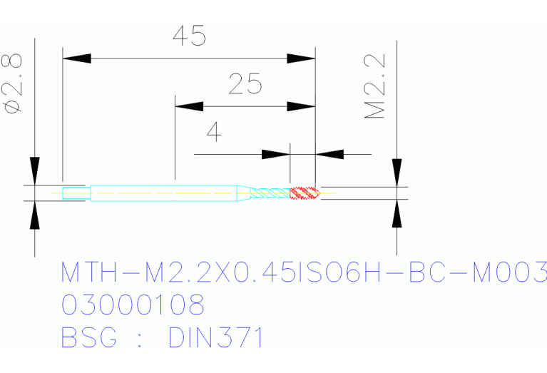 MTH-M2.2X0.45ISO6H-BC-M003