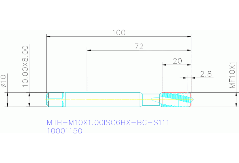 MTH-M10X1.00ISO6HX-BC-S111