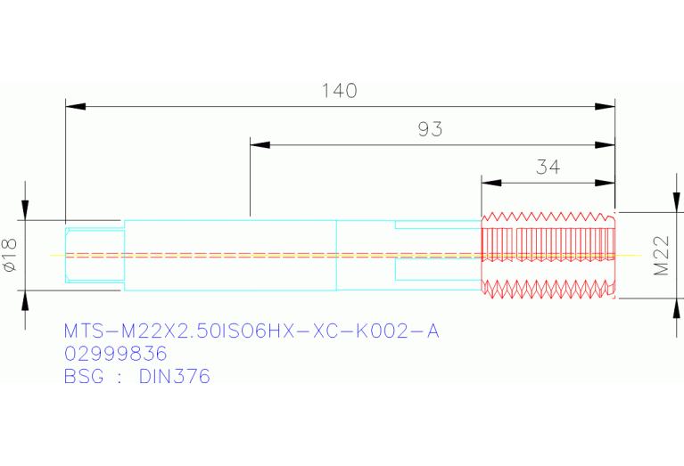 MTS-M22X2.50ISO6HX-XC-K002-A
