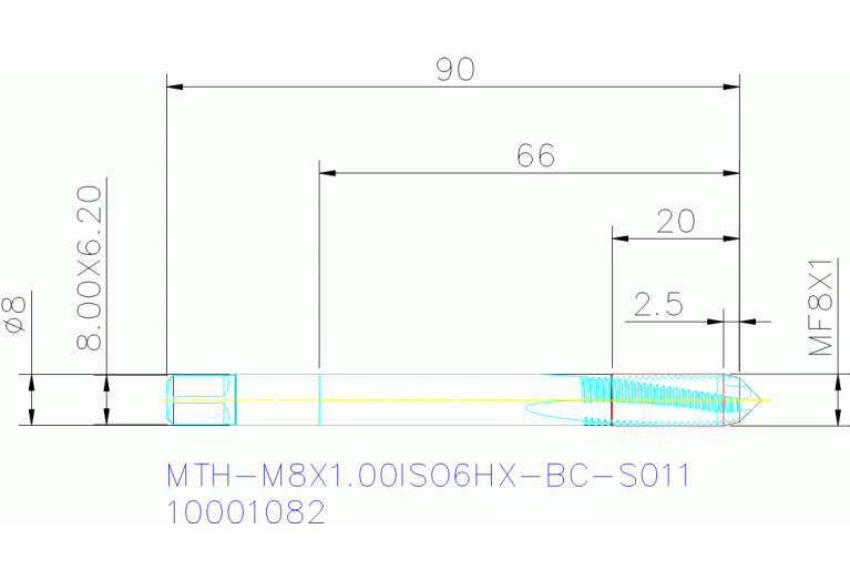 MTH-M8X1.00ISO6HX-BC-S011