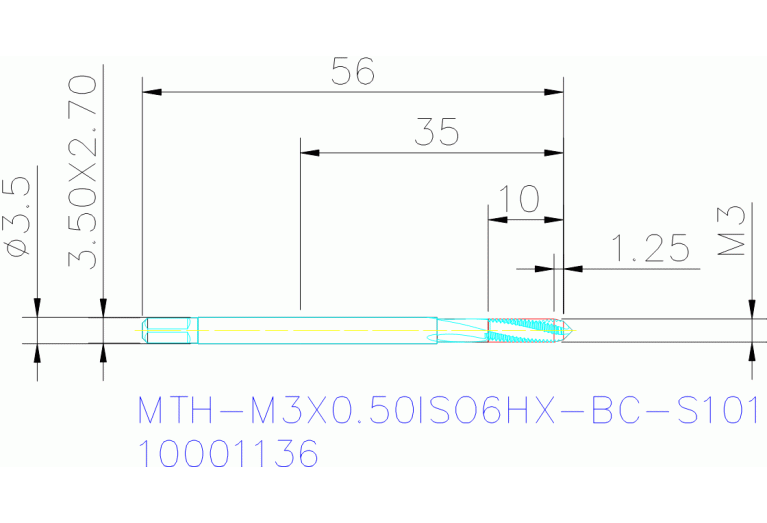 MTH-M3X0.50ISO6HX-BC-S101