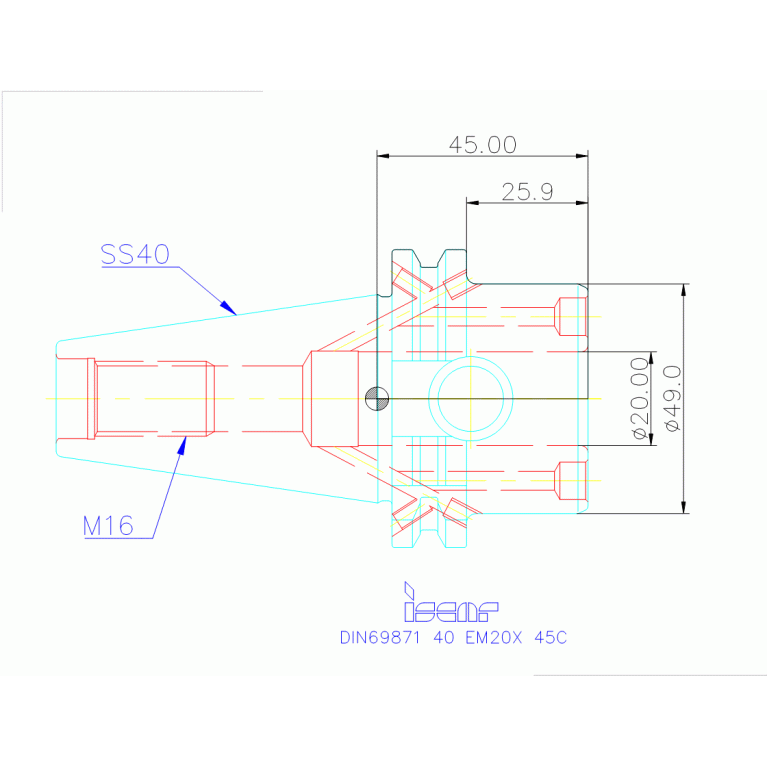 DIN69871 40 EM20X 45C