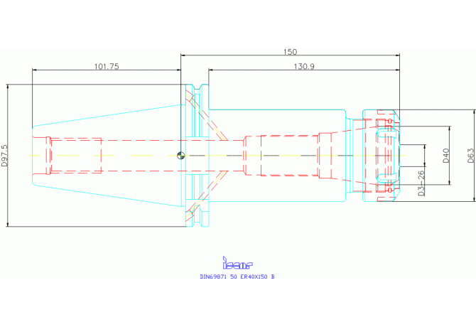 DIN69871 50 ER40X150 B