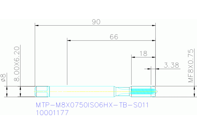 MTP-M8X0.750ISO6HX-TB-S011