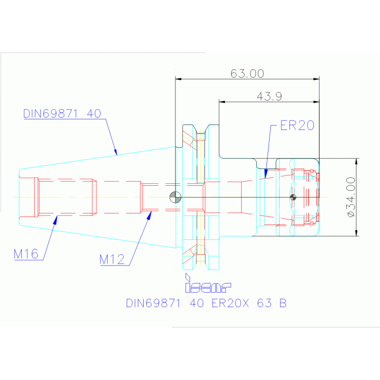 DIN69871 40 ER20X 63 B