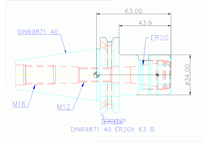 DIN69871 40 ER20X 63 B