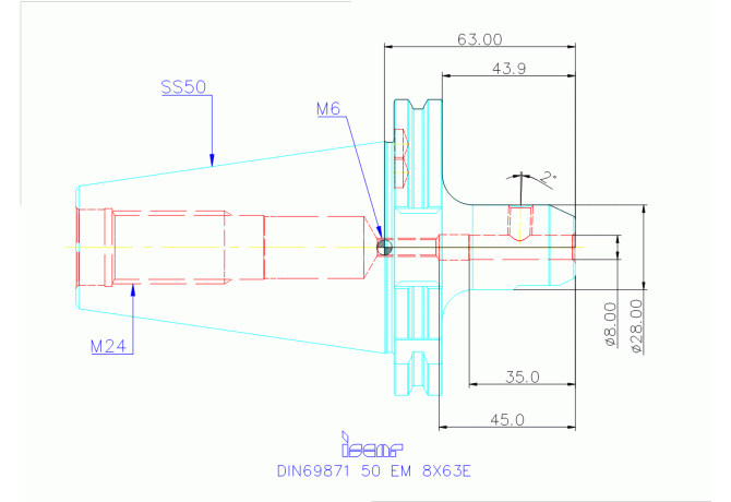 DIN69871 50 EM 8X63E